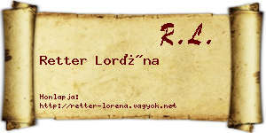 Retter Loréna névjegykártya